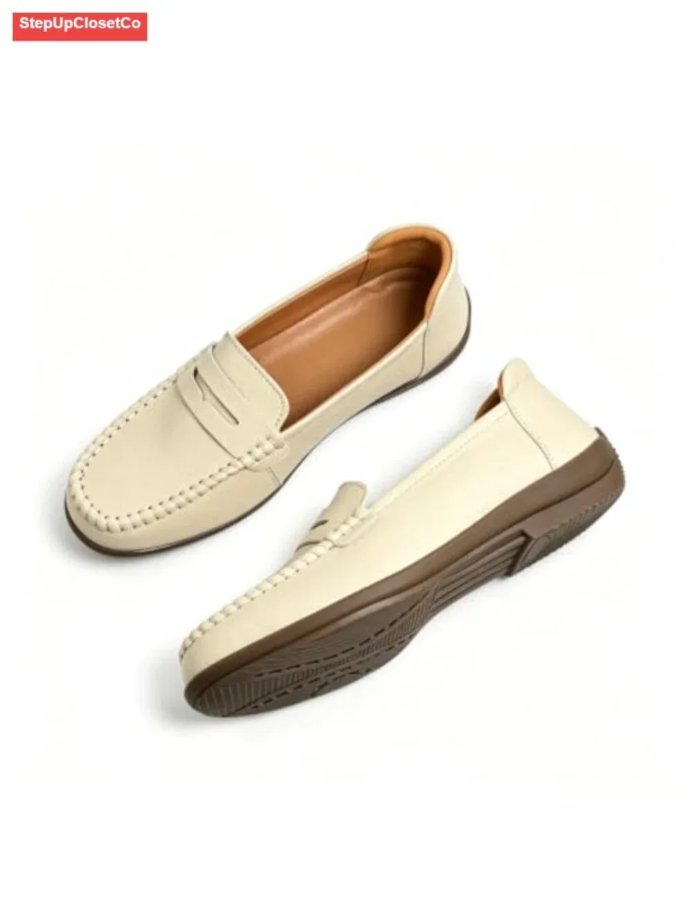 Women's Penny Loafers Casual Mocc PU Leather Slip-On Flats
